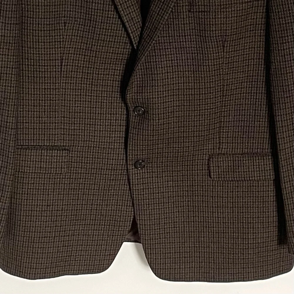 Lauren Ralph Lauren Brown Wool Houndstooth Sport Coat Blazer Jacket 47159